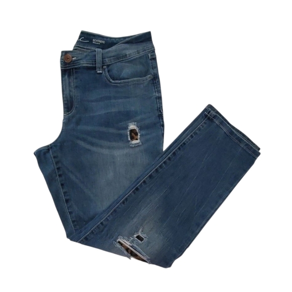 INC International Concepts Blue Distressed Leopard Patch Boyfriend Jean Size 8 - Picture 7 of 8